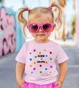 Koszulki dla dziewczynek - Różowa koszulka w kropki dla dziewczynki na dzień kropki -wzór kropki27 - miniaturka - grafika 1