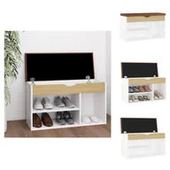 Szafki na buty - vidaXL Ławka na buty z poduszką Biały dąb sonoma 80x30x47cm Materiał drewnopochodny - Półki i szafki na buty - miniaturka - grafika 1
