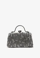 Torebki damskie - Czarna Torebka Typu Kopertówka z Cyrkoniami i Perełkami Fesaria - miniaturka - grafika 1