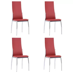vidaXL Krzesła jadalniane, 4 szt., czerwone, sztuczna skóra - Krzesła - miniaturka - grafika 1