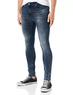 Spodnie męskie - Calvin Klein Jeans Spodnie męskie Super Skinny, Ciemna dżinsowa, 30W / 32L - miniaturka - grafika 1