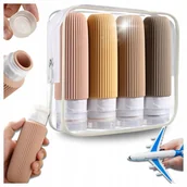 Akcesoria podróżnicze - Butelki podróżne do samolotu silikonowe bagażu na kosmetyki 4x90 ml / MvLine by Marvit - miniaturka - grafika 1