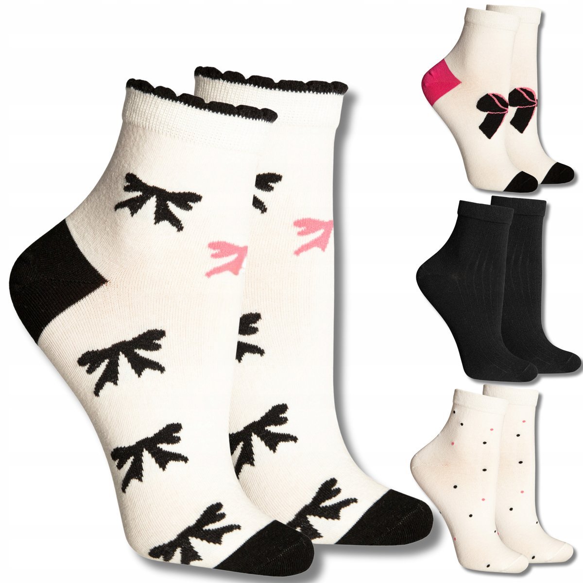 DŁUGIE SKARPETY DZIEWCZĘCE BAWEŁNIANE SKARPETKI ZA KOSTKĘ 4-PAK MORAJ 31-34