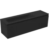 Szafki łazienkowe - Mexen Rivel szafka łazienkowa 160 cm z umywalką Vela lewą, 1S, 1D, ryflowana, czarna mat - 91A23-16047-3-BBFF71-W23L71 - miniaturka - grafika 1