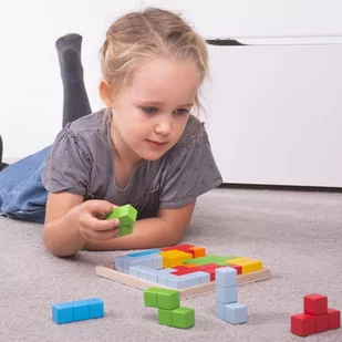 Bigjigs Toys Układanka drewniana tetris - Zabawki interaktywne dla dzieci - miniaturka - grafika 1
