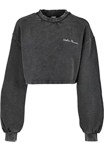 Urban Classics Damska bluza z okrągłym dekoltem, krótka, z haftem, czarny, 3XL - Bluzy damskie - miniaturka - grafika 1