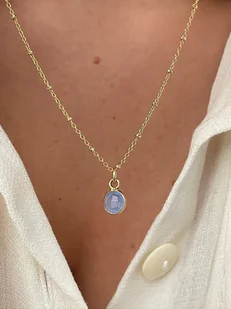 Naszyjnik chalcedon niebieski BABY BLUE - Naszyjniki - miniaturka - grafika 1