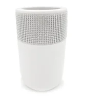 Wazony i flakony - Wazon ceramiczny z kryształkami nowoczesny na kwiaty biały 18 cm - miniaturka - grafika 1