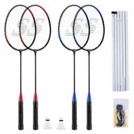 Badminton - Zestaw do badmintona SMJ sport TL001 4 rakiety + 2 lotki + siatka + słupki - miniaturka - grafika 1