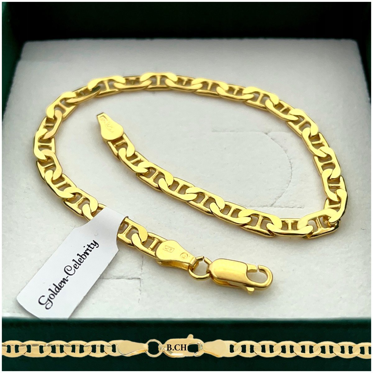 Elegancka Męska Złota Bransoletka Gucci 4,5 Mm + Grawer Srebro 925 Prezent