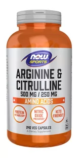 Now Foods NOW SPORTS Arginine &amp; Citrulline 500/250 (Arginina i Cytrulina) 240 kapsułek wegetariańskich - Aminokwasy - miniaturka - grafika 1