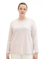 Koszulki i topy damskie - TOM TAILOR Damska koszulka z długim rękawem w paski, 32396-grey Offwhite Stripe, 48, 32396-Grey Offwhite Stripe, 48 - miniaturka - grafika 1