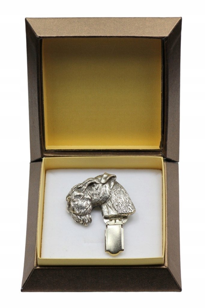 Kerry Blue Terrier broszka z klipsem w pudełku