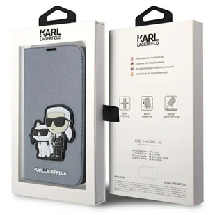Karl Lagerfeld KLBKP14LSANKCPG iPhone 14 Pro 6.1" bookcase srebrny/silver Saffiano Karl & Choupette - Etui i futerały do telefonów - miniaturka - grafika 7