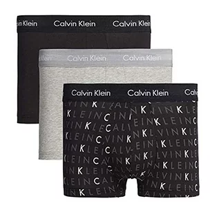 Spodenki damskie - Calvin Klein 3P Low Rise Trunk Bokserki (szorty) Mężczyźni, Czarny/szary Heather/Subdued Logo, XL - grafika 1