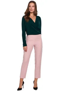 Zielona Stylowa Bluzka z Kopertowym Dekoltem - Bluzki damskie - miniaturka - grafika 1