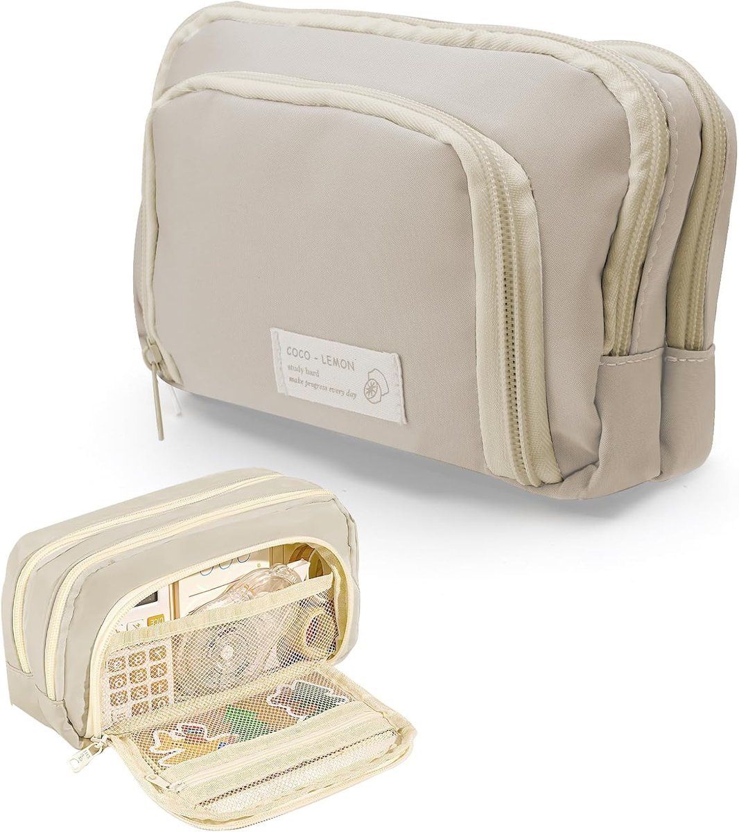 Piórnik Czarny Piórnik Aesthetic Etui na długopisy 3 przegródki Piórnik Duża Pojemność Pencil Case Piórnik dla Dziewcząt Chłopców Nastolatków Dorosł..