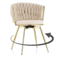 Krzesła - Krzesło obrotowe DC-3027 beż welur #5 złote nogi - miniaturka - grafika 1