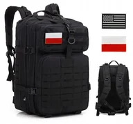 Plecaki - DUŻY PLECAK TURSYTYCZNY WOJSKOWY TAKTYCZNY 45L + FLAGI POLSKI I USA - miniaturka - grafika 1