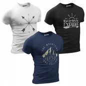 Koszulki męskie - KOSZULKI MĘSKIE 3pak T-shirt MĘSKI ZESTAW KOMPLET 100% BAWEŁNIANE 3szt - miniaturka - grafika 1