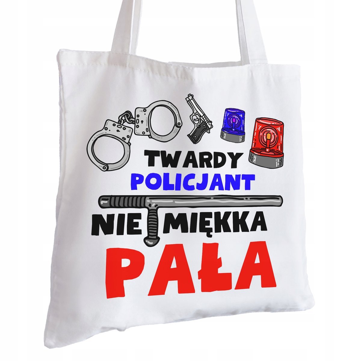 Torba Bawełniana biała dla Policjanta Na Prezent ekologiczna Trwały Nadruk