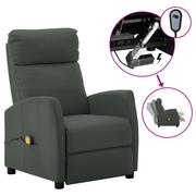 Fotele - vidaXL Lumarko Rozkładany fotel masujący, elektryczny, szary, ekoskóra 3073666 - miniaturka - grafika 1