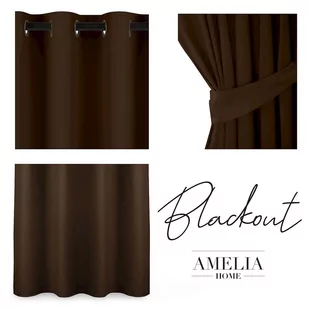 Zasłona BLACKOUT kolor brązowy styl klasyczny przelotki srebrne blackout 140x245 ameliahome - CURT/AH/BLACKOUT/EYELETS/D.BROWN/1 - Zasłony - miniaturka - grafika 1