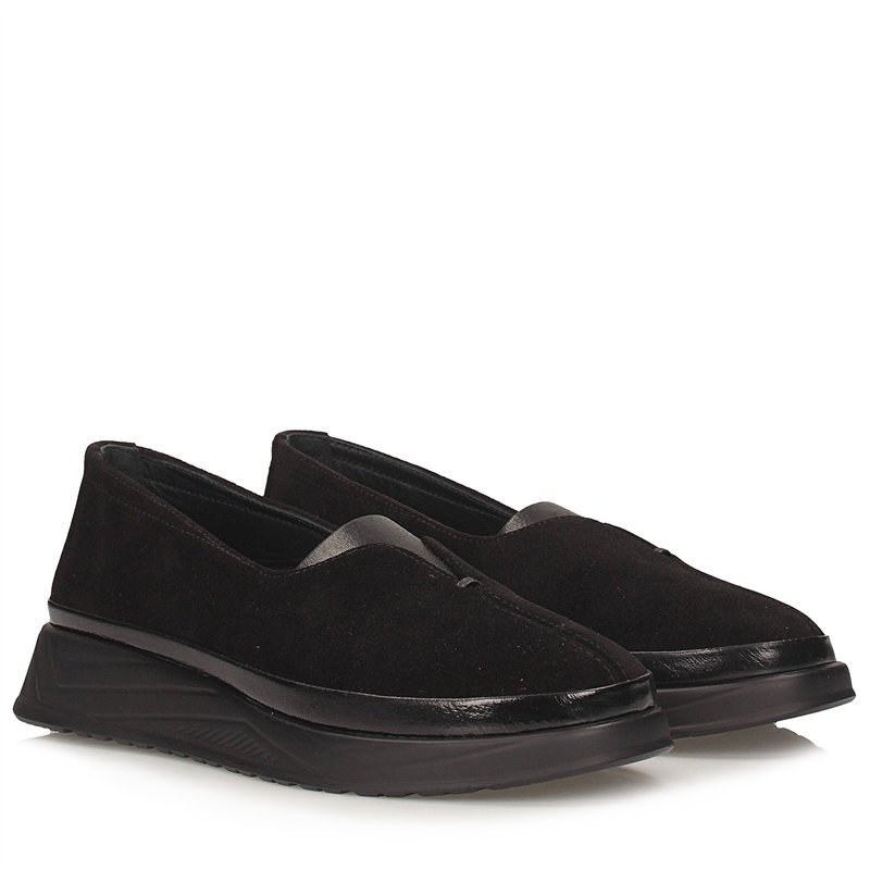 Czarne wsuwane nubukowe półbuty Toscanio EM 794,602 - 38