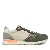 Sneakersy damskie - Sneakersy Pepe Jeans Brit Camp W PLS40038 Zielony - miniaturka - grafika 1