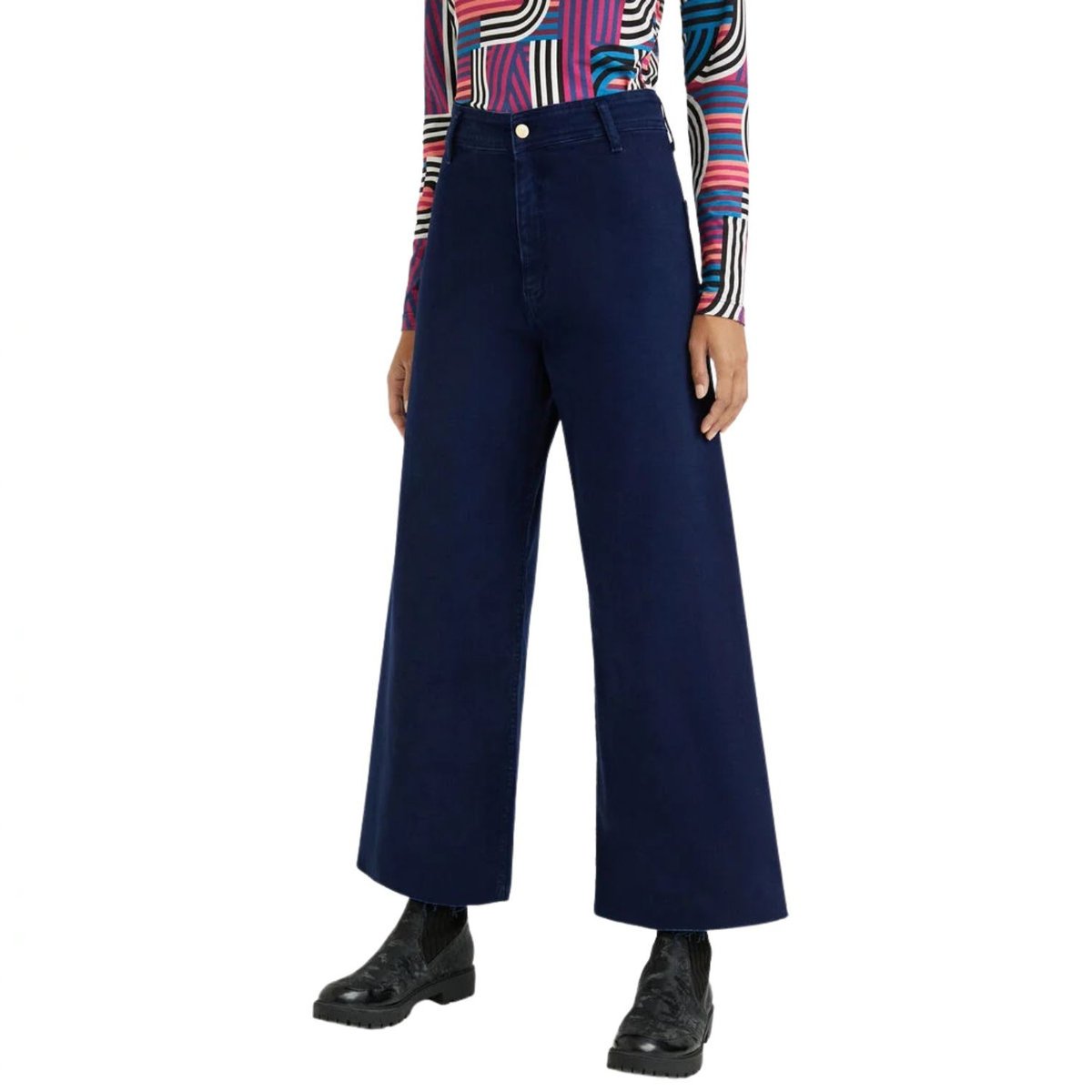 Spodnie damskie Desigual Template 3 kuloty granatowe-XS