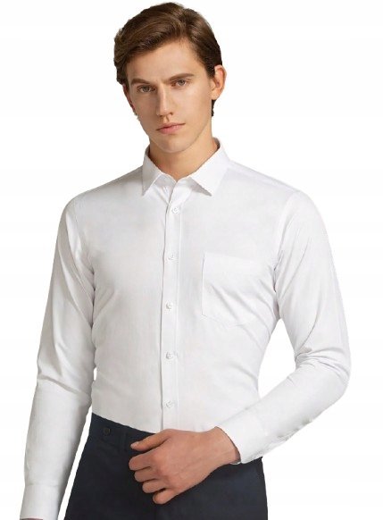 SHEIN MĘSKA KOSZULA BIAŁA KLASYCZNA ELEGANCKA M ŁYE