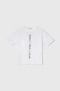 Koszulki dla chłopców - Calvin Klein Jeans t-shirt bawełniany dziecięcy kolor biały z nadrukiem - grafika 1