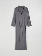 Moda i Uroda OUTLET - Reserved - Dwuczęściowa piżama z modalem - szary - miniaturka - grafika 1