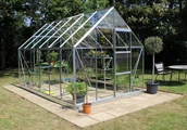 Szklarnie ogrodowe - HALLS szklarnia ogrodowa Universal 128 srebrna (9.9 m2; 2,57 x3,84 m), szkło hartowane + baza - miniaturka - grafika 1