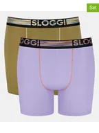 Majtki męskie - Sloggi Bokserki (2 pary) w kolorze lawendowym i oliwkowym - miniaturka - grafika 1