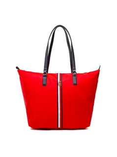 Torebki damskie - Tommy Hilfiger Torebka Poppy Tote Corp AW0AW11368 Czerwony - grafika 1