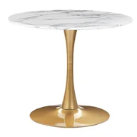 Stoły - Stół do jadalni okrągły ⌀ 90 cm efekt marmuru biało-złoty BOCA - miniaturka - grafika 1