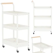 Meble fryzjerskie - Wózek pomocnik fryzjerski kosmetyczny spa do salonu półki regał na kółkach mobilny do salonu biały - miniaturka - grafika 1