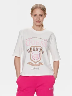 Guess T-Shirt V4RI07 K8FQ4 Biały Boxy Fit - Koszulki i topy damskie - miniaturka - grafika 1
