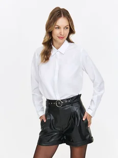 Klasyczna biała koszula z błyszczącymi guzikami - Koszule damskie - miniaturka - grafika 1