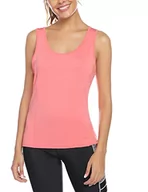 Koszulki i topy damskie - Sykooria Podkoszulek damski, sportowy tank top, letni podkoszulek damski, do biegania, sportu, basic, długi top, do jogi, bez rękawów, damski na siłownię, sportowy, podkoszulek letni, pomarańczowy, L, - miniaturka - grafika 1