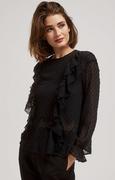 Koszule damskie - Koszula z falbankami w kolorze czarnym 4214, Kolor czarny, Rozmiar XS, Moodo - Primodo.com - miniaturka - grafika 1