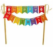 Urodziny dziecka - GoDAN Dekoracja na tort Happy Birthday, kolorowe flagi NK/0667-5 - miniaturka - grafika 1