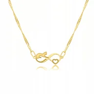 Łańcuszki - Łańcuszek złoty naszyjnik 925 Kot Kotek Serce - miniaturka - grafika 1