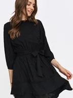 Sukienki - Sukienka z falbanami, czarna - miniaturka - grafika 1