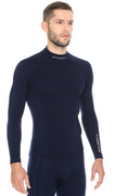 Bluzy sportowe męskie - Bluza termoaktywna męska Brubeck Extreme Wool LS11920 granatowy - miniaturka - grafika 1