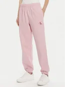 Spodnie sportowe damskie - Calvin Klein Jeans Spodnie dresowe Moologo LV047B235G Różowy Regular Fit - miniaturka - grafika 1