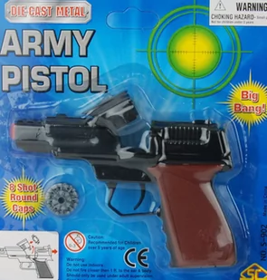 Pistolet dla Dzieci na Kapiszony Metalowy - Zabawki militarne - miniaturka - grafika 1