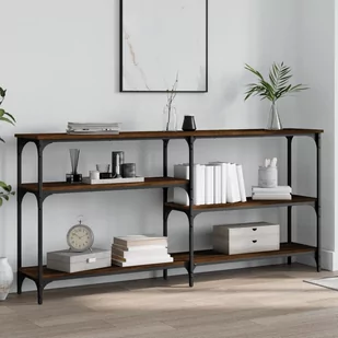 Stolik konsolowy, brązowy dąb, 160x29x75 cm Lumarko! - Konsole i sekretarzyki - miniaturka - grafika 1