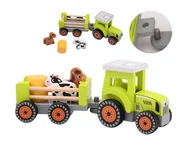 Samochody i pojazdy dla dzieci - Drewniany traktor z przyczepą i zwierzętami JOUECO - miniaturka - grafika 1